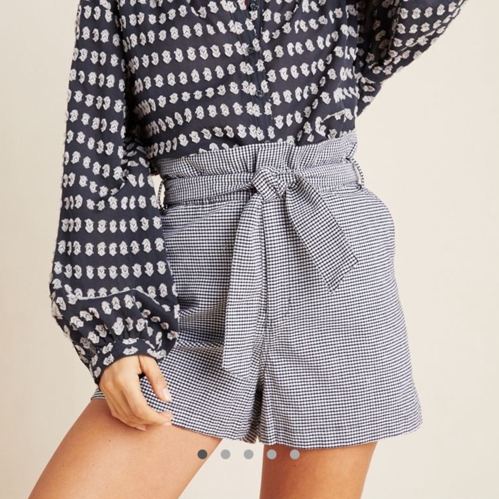 Anthropologie Ryan Gingham Paper Bag Shorts Size S